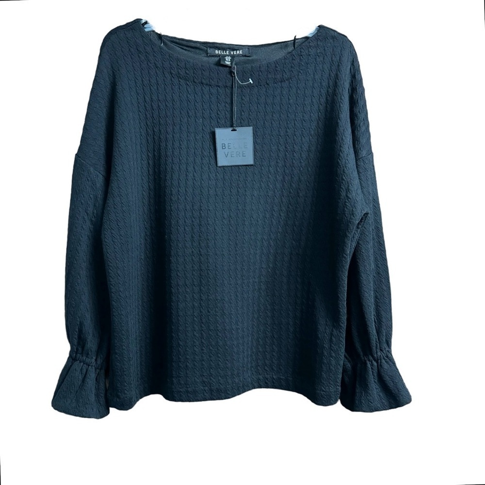 Belle Vere (NWT) black Long Sleeve Knit Top Size Medium - Picture 9 of 10